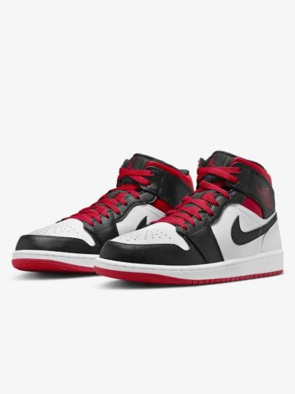 NIB Nike Air Jordan 1 Mid Shoes Gym Red Black Toe White DQ8426-106